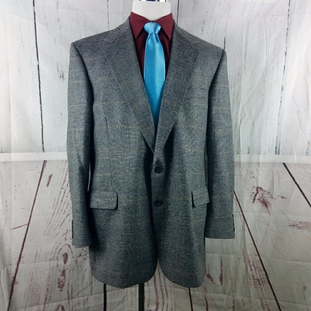 Tom James Executive Collection 46L Wool 2 Button Multicolor Plaid Sport …